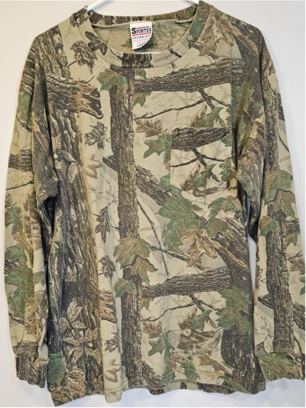 Vintage Realtree Camo Shirt Large USA Made Sportex Long Sleeve Hunting 90s